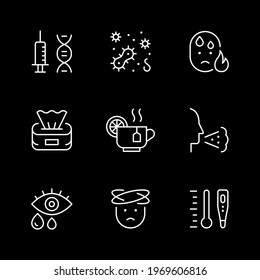 Set line icons of cold and flu