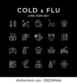Set line icons of cold and flu