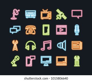 Set of line icons of communications