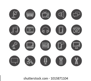 Set of line icons of communications