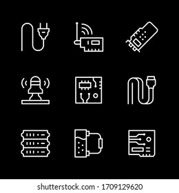 Set line icons of computer components