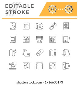 Set line icons of computer components