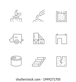 Set line icons of concrete