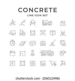 Set line icons of concrete