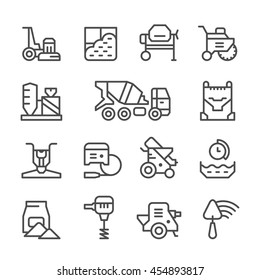 Set line icons of concrete