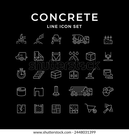 Set line icons of concrete