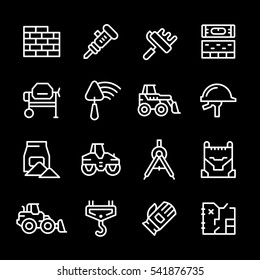 Set line icons of constructing industry