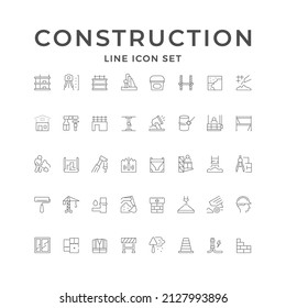 Set line icons of construction