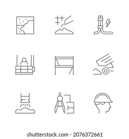 Set line icons of construction isolated on white
