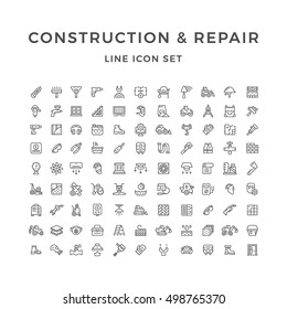 Set line icons of construction and repair