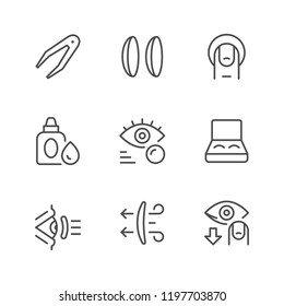 Set line icons of contact lenses