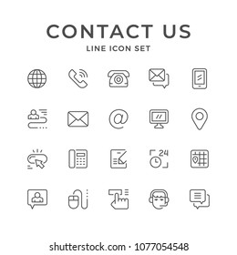 Set line icons of contact us