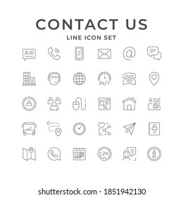 Set line icons of contact us