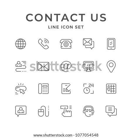 Set line icons of contact us