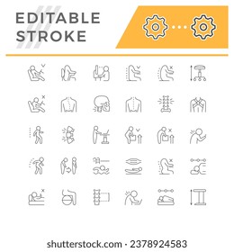 Set line icons of correct posture