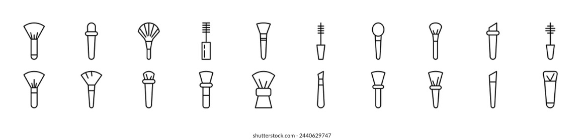 Set of line icons of cosmetic bottles. Editable stroke. Simple outline sign for web sites, newspapers, articles book