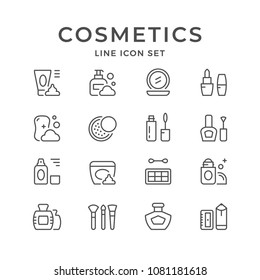 Establecer iconos de línea de cosméticos