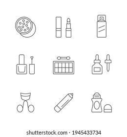 Set line icons of cosmetics