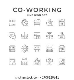 Set line icons of co-working