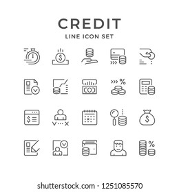 Set line icons of credit