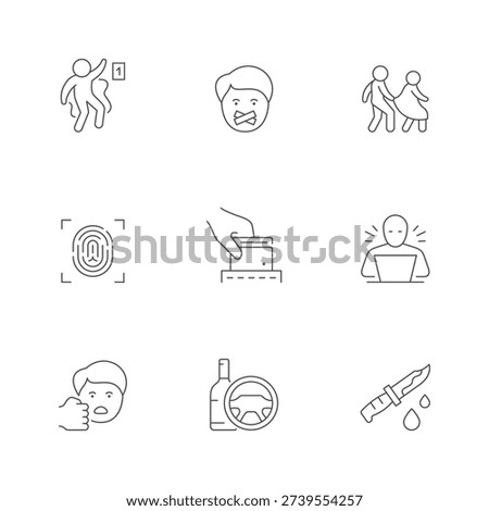Set line icons of crime