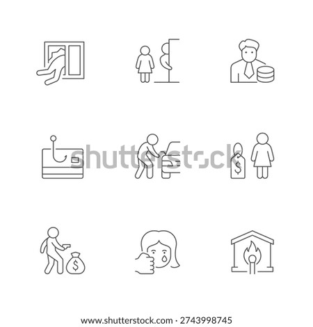 Set line icons of crime