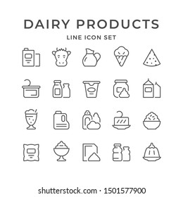 Set line icons of dairy products