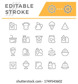 Set line icons of dairy products