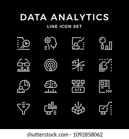 Set line icons of data analytics