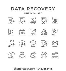 Set line icons of data recovery