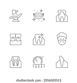 Set line icons of dentistry