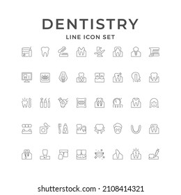 Set line icons of dentistry