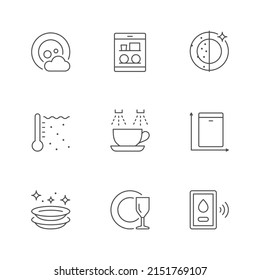 Set line icons of dishwasher