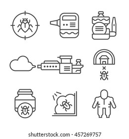 Set line icons of disinfestation