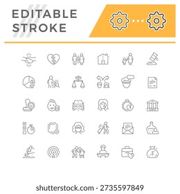 Set line icons of divorce