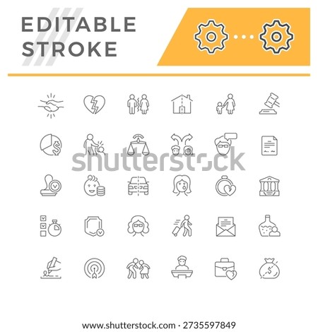 Set line icons of divorce