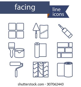Set of line icons for DIY, finishing materials. Vector illustration.