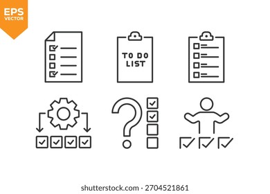 Set of line icons To Do List. Outline icons collection stock illustration stock illustration