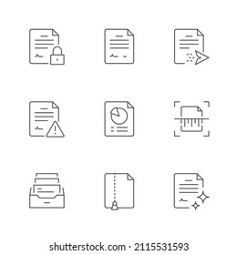 Set line icons of document