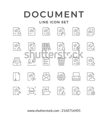 Set line icons of document