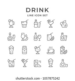 Set line icons of drink