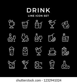Set line icons of drink