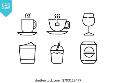 Set of line icons Drinks. Outline icons collection stock illustration