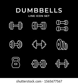 Set line icons of dumbbells