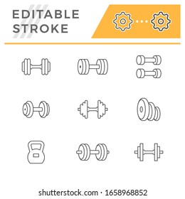 Set line icons of dumbbells