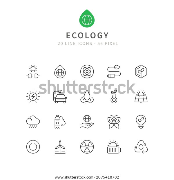 Set of\
line icons for ecology, green energy.\
Vector.