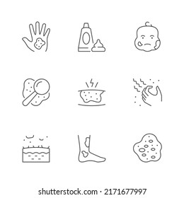 Set line icons of eczema