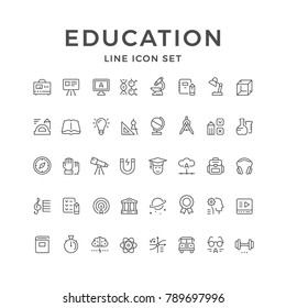 Set line icons of education