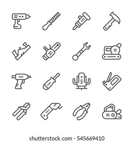 Set Line Icons Of Electric And Hand Tool