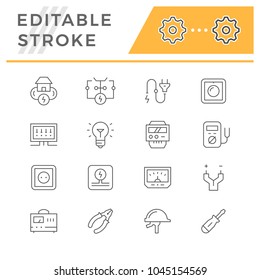 Set line icons of electricity
